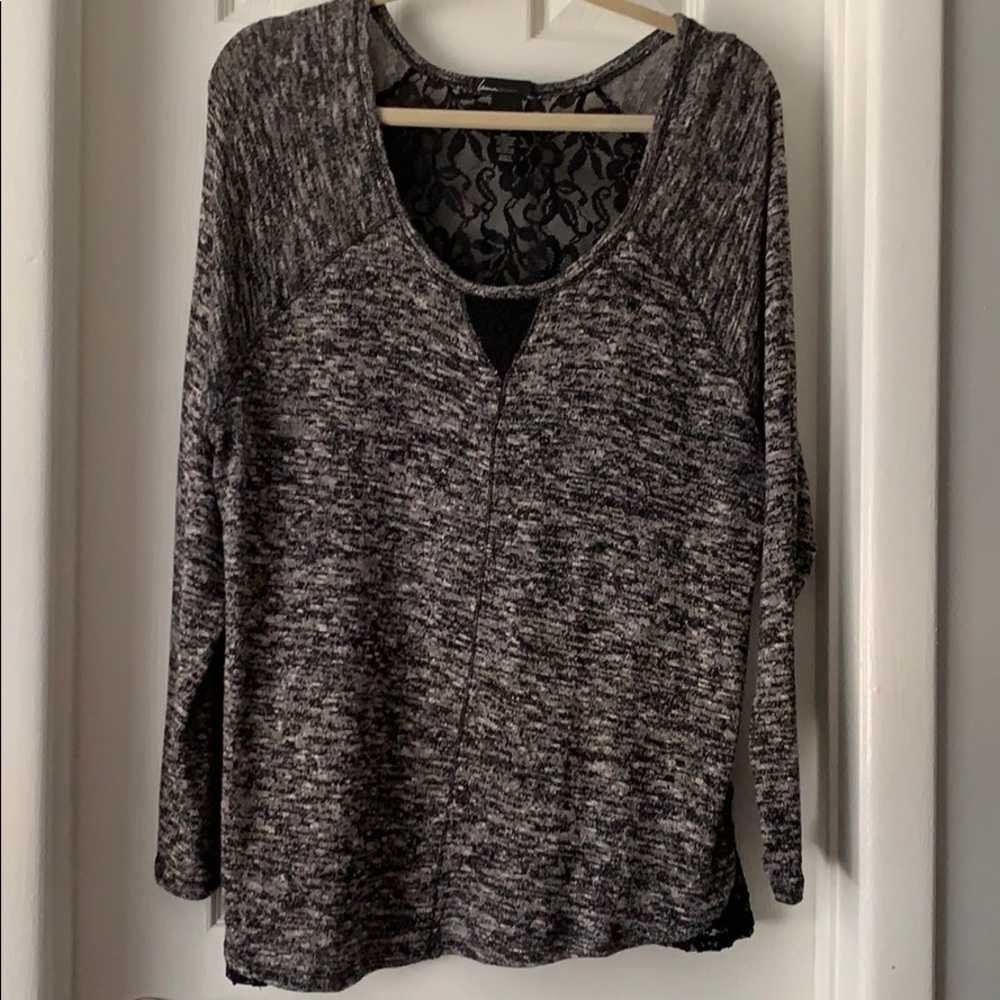 Lane Bryant 14/16 black lace marled sweater top